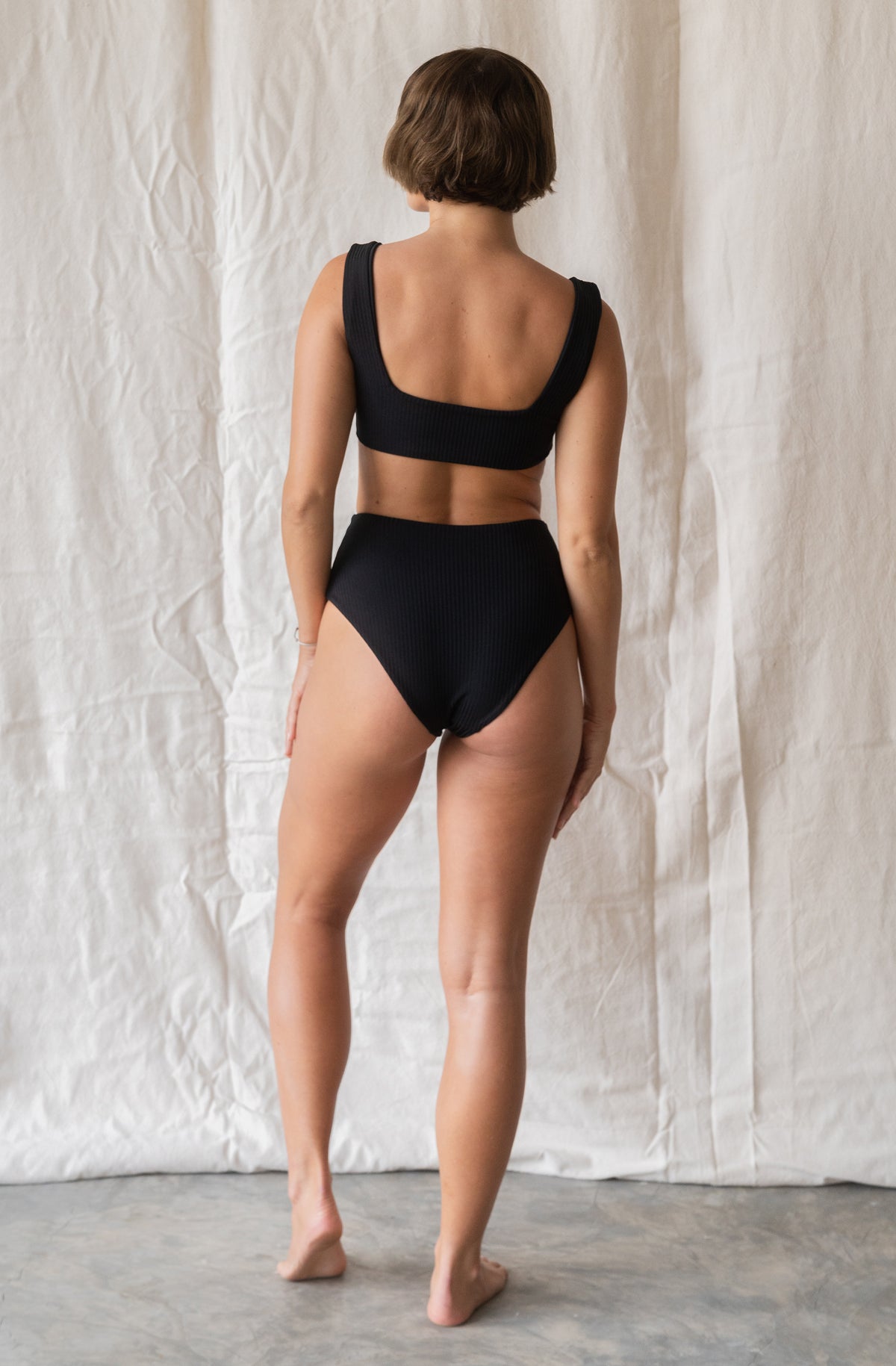 Women's Surf Bikini Bottom Kennedy Black Eco Rib | SEPTEMBER