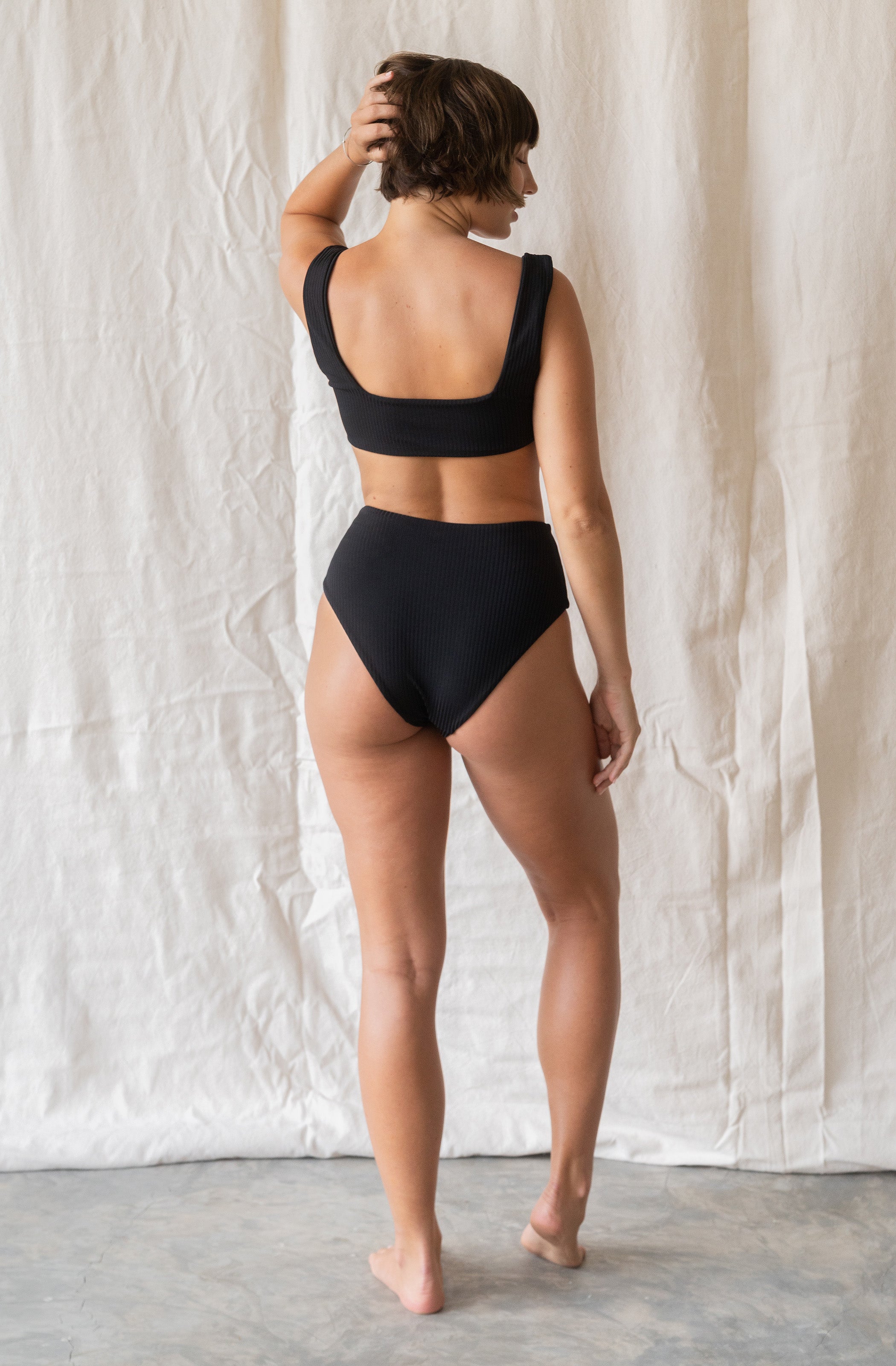 Surf Bikini Top Mason Black Eco Rib | Women's Swimwear | SEPTEMBER