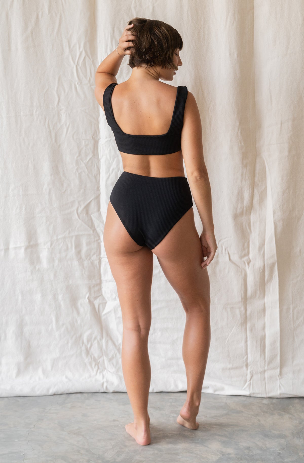 Surf Bikini Top Mason Black Eco Rib | Women's Swimwear | SEPTEMBER