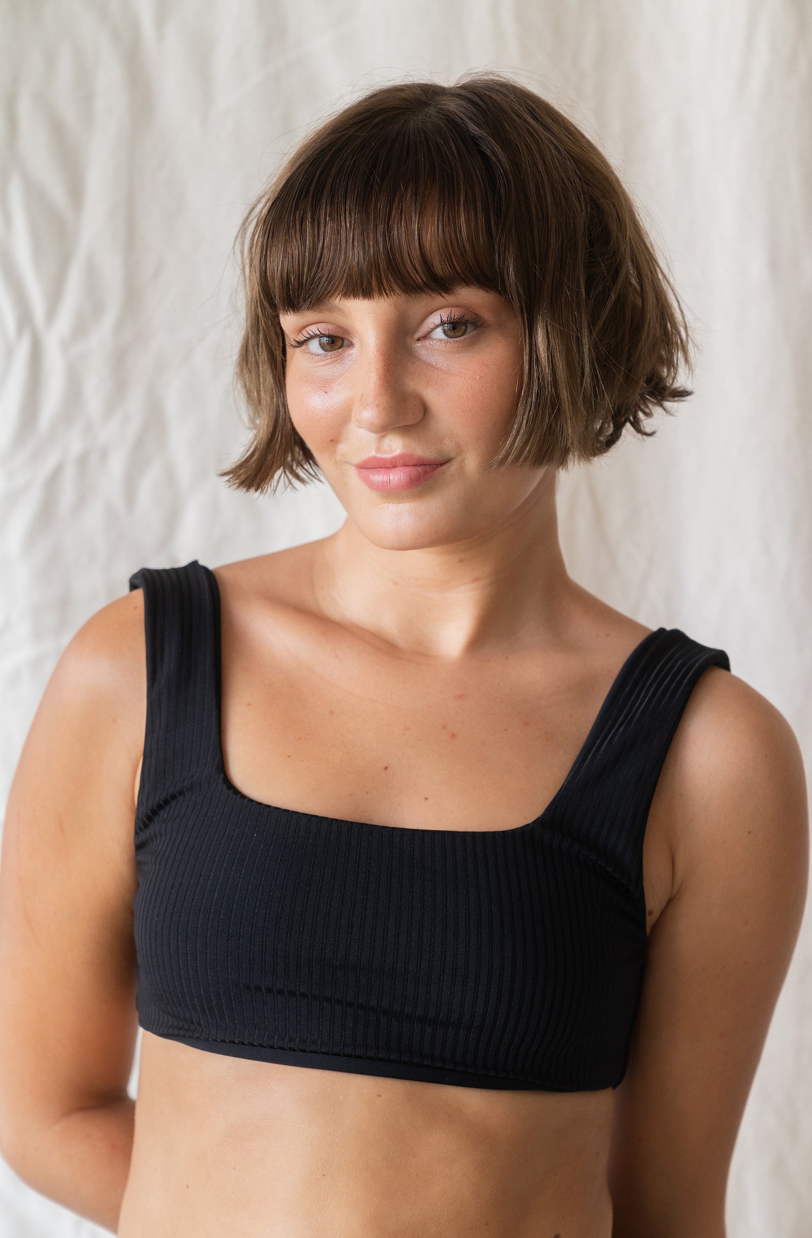 Surf Bikini Top Mason Black Eco Rib | Women's Swimwear | SEPTEMBER