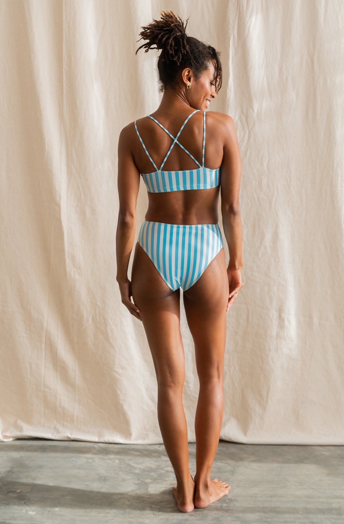 Eros Bottom Powder Blue Stripe Print