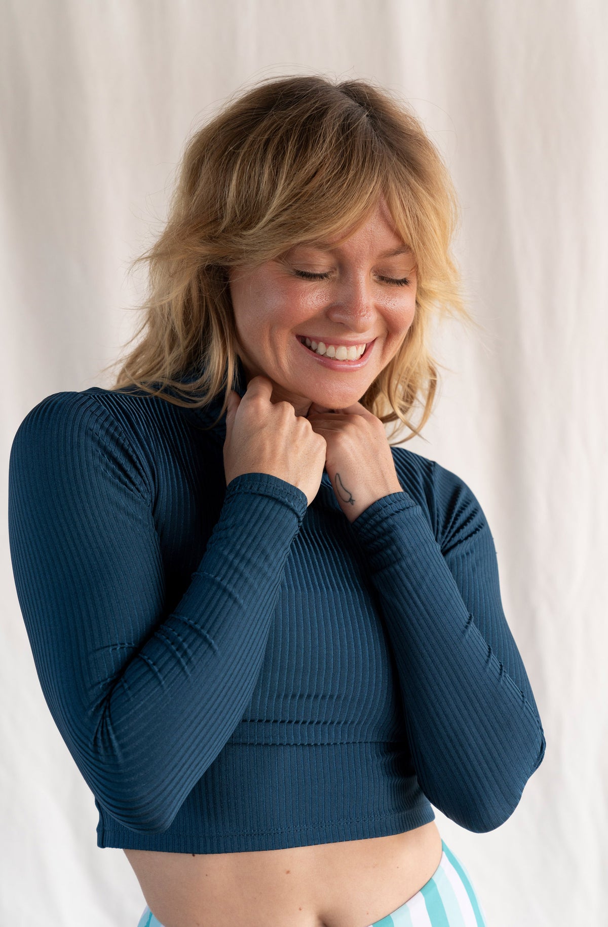 Scorpion Sun Crop Top Indigo Eco Rib