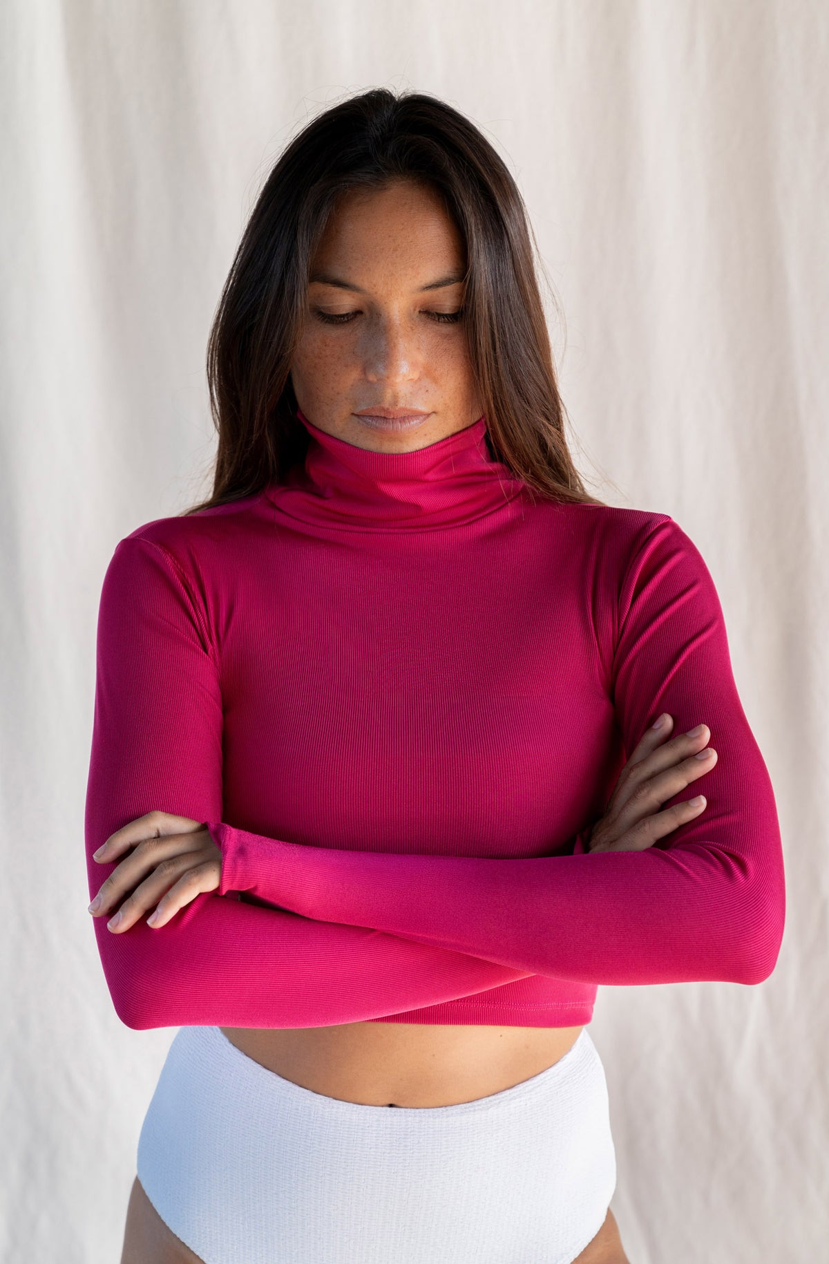 Scorpion Sun Crop Top Rash Guard Dragonfruit 