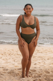 Surf Bikini Top Rita Olive Eco Rib | Women's Swimwear | SEPTEMBER