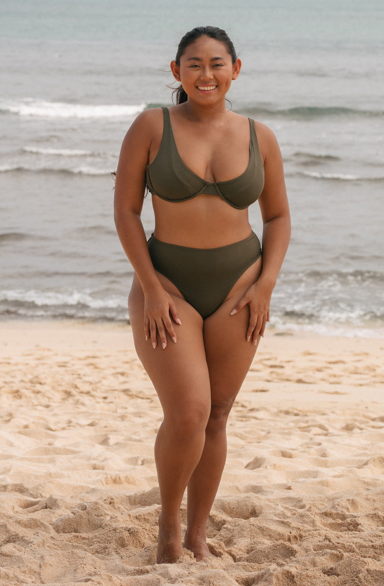 Surf Bikini Top Rita Olive Eco Rib | Women's Swimwear | SEPTEMBER