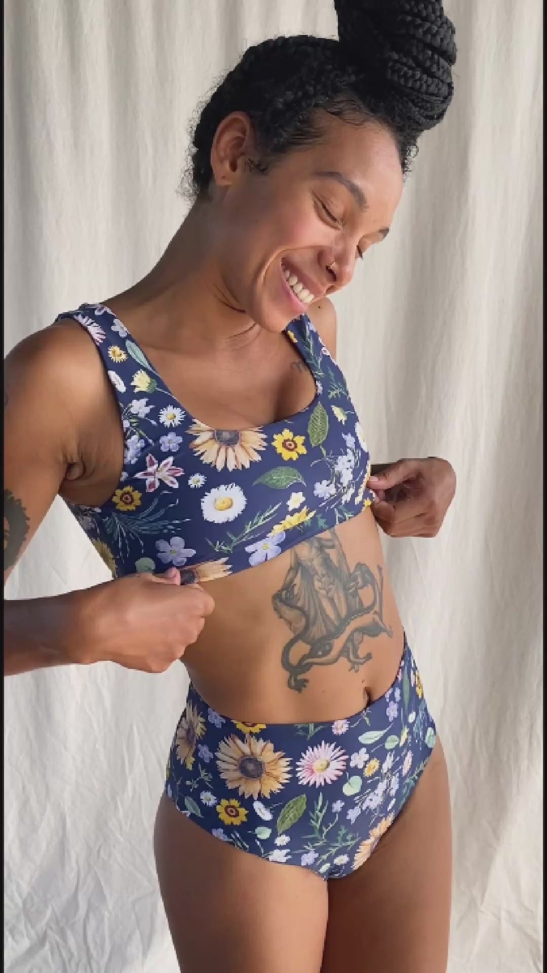 Jane Garden Party Print Surf Bikini Top | Support and Coverage