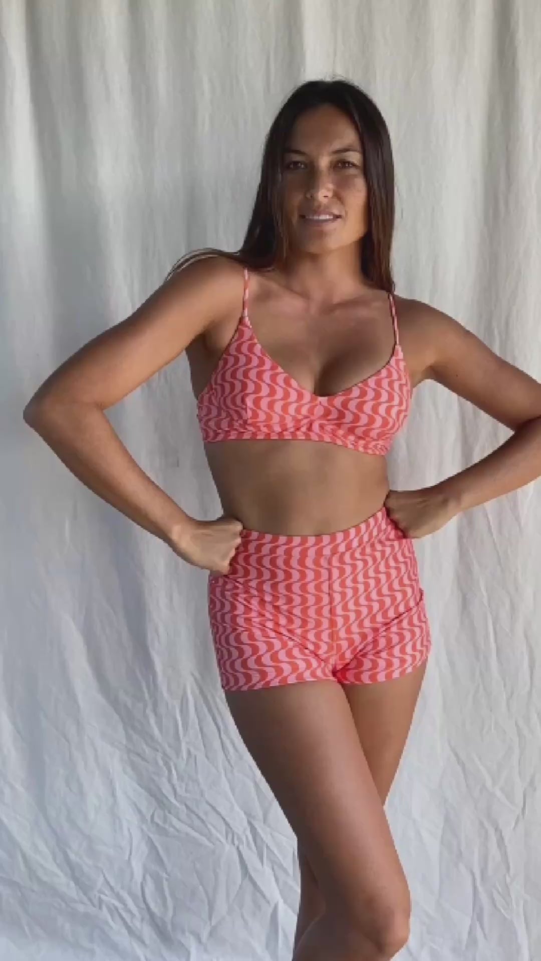 Load video: Josie Boyshorts surf bikini bottom