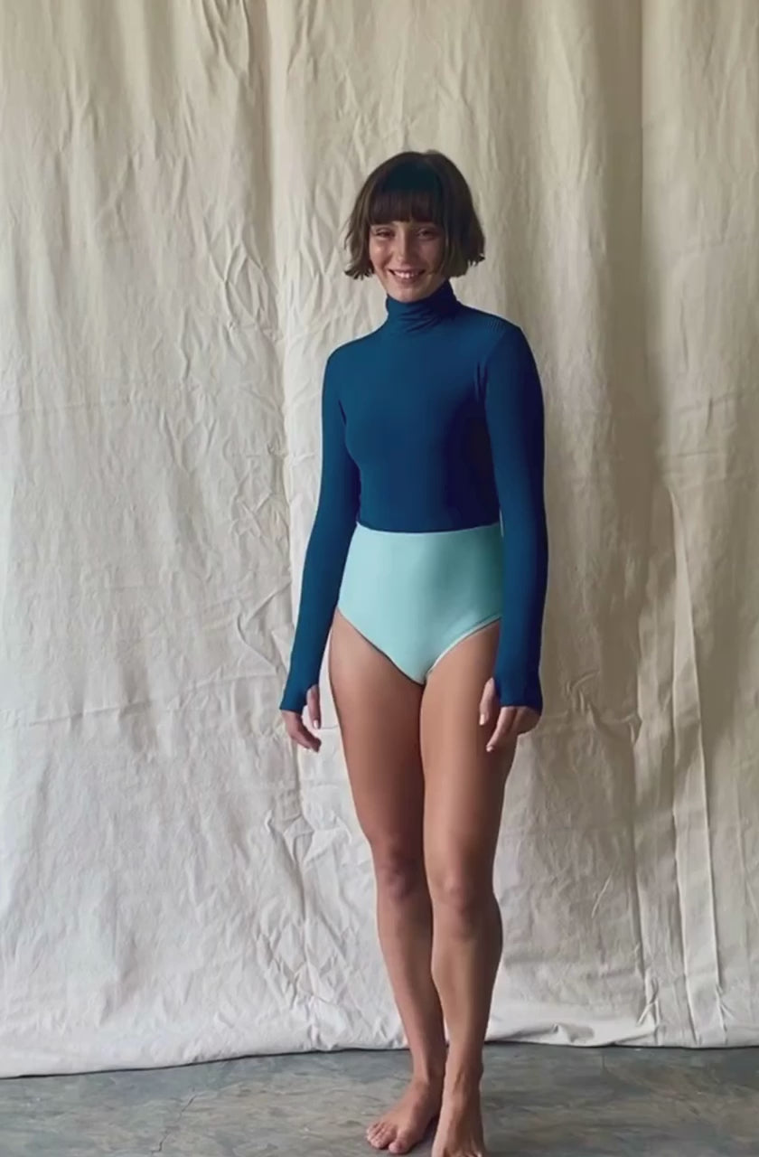 Load video: Surf Suit Sumatra Indigo Eco Rib | Women's Swimwear | SEPTEMBER