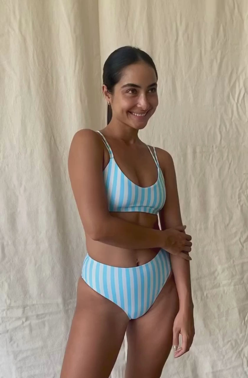 Load video: Surf Bikini Top Topanga Powder Blue | Women's Swimwear | SEPTEMBER