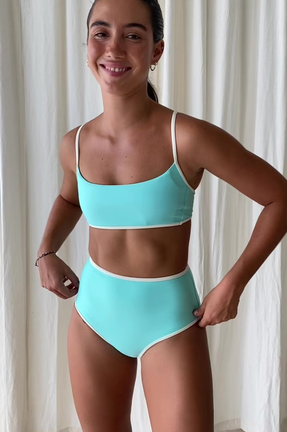 Load video: Bikini Surf Top Blue