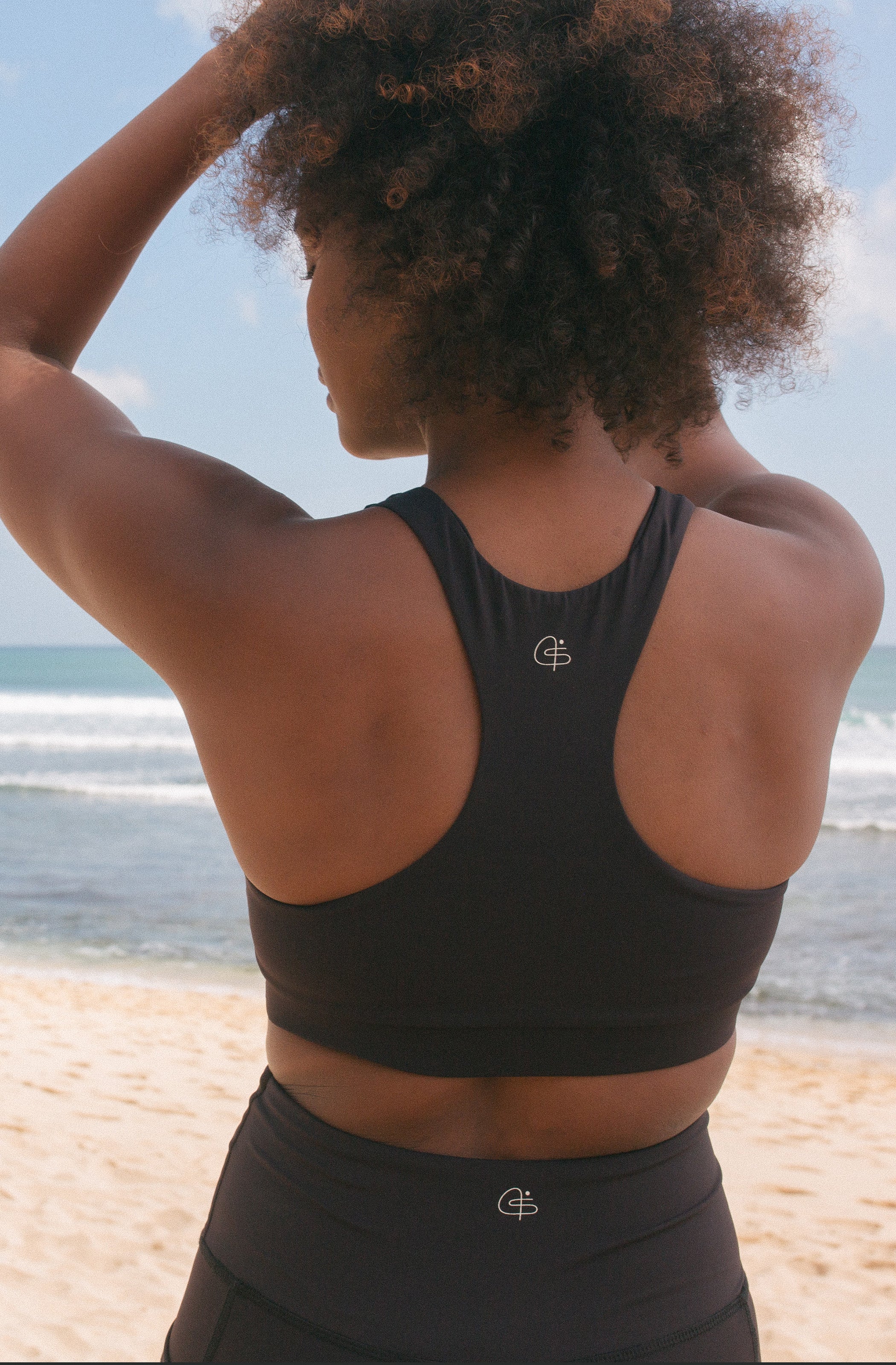 Back View Training sports bra and Upstate bike shorts