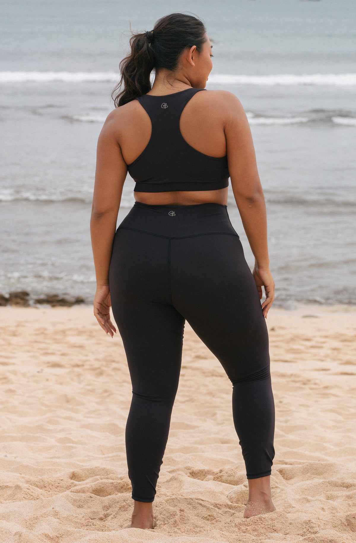 Back View Training sports bra and Upstate bike shorts