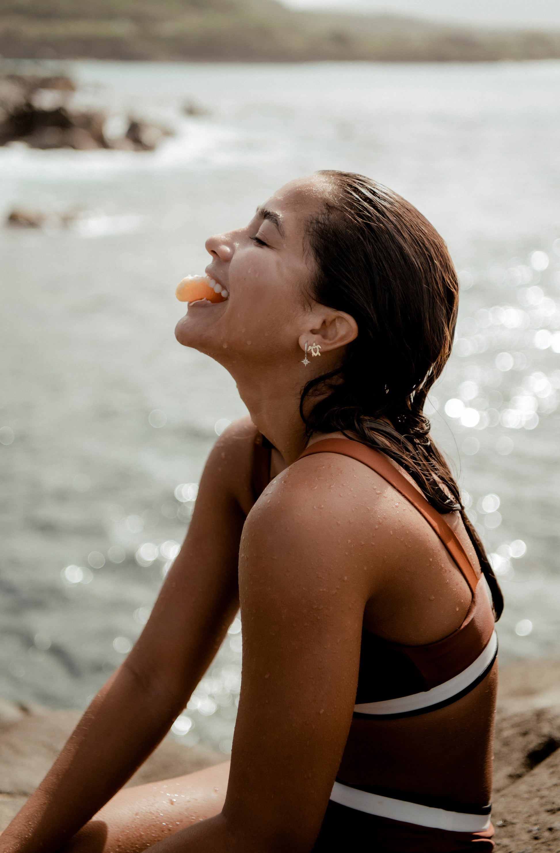 Surf Bikini Bottom Elise Copper Black | Women's Swimwear | SEPTEMBER