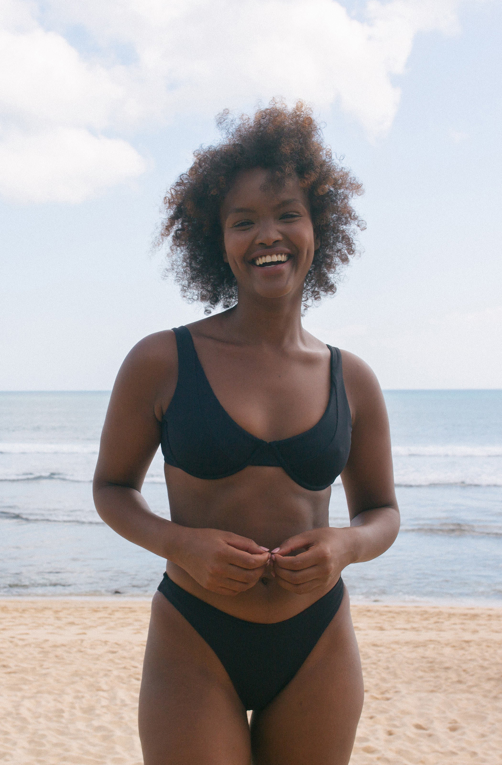 Surf Bikini Top Rita Black Eco Rib | Women's Swimwear | SEPTEMBER