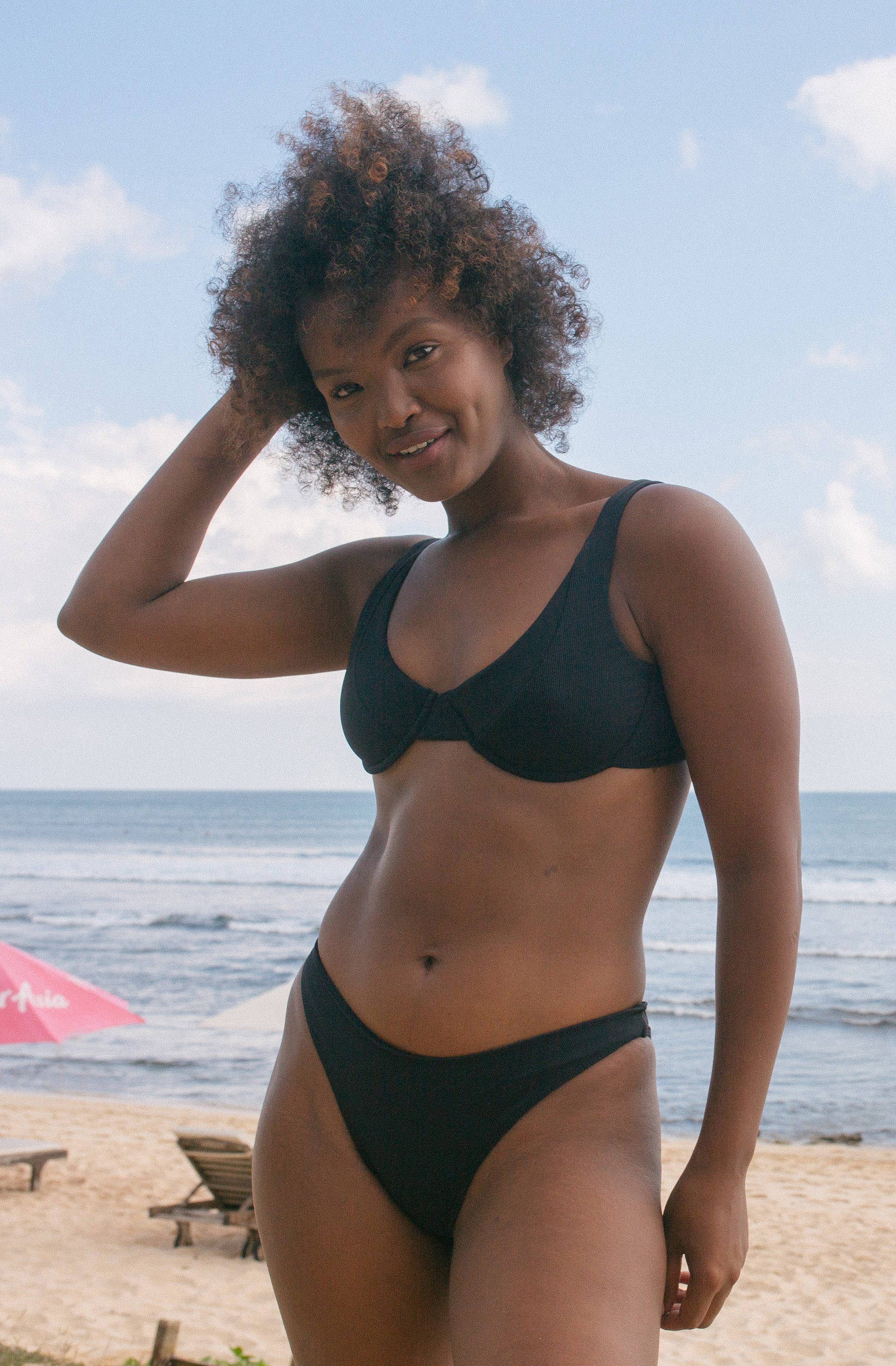 Surf Bikini Top Rita Black Eco Rib, Women's Swimwear