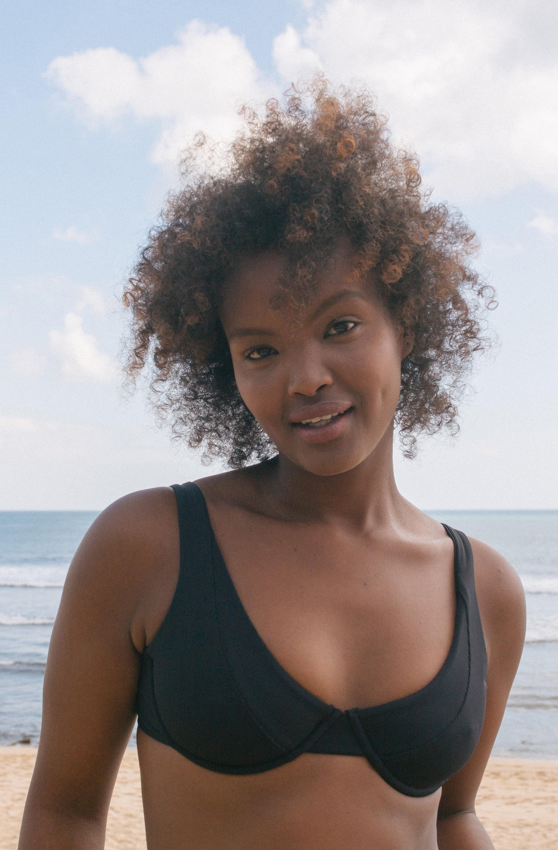 Surf Bikini Top Rita Black Eco Rib | Women's Swimwear | SEPTEMBER