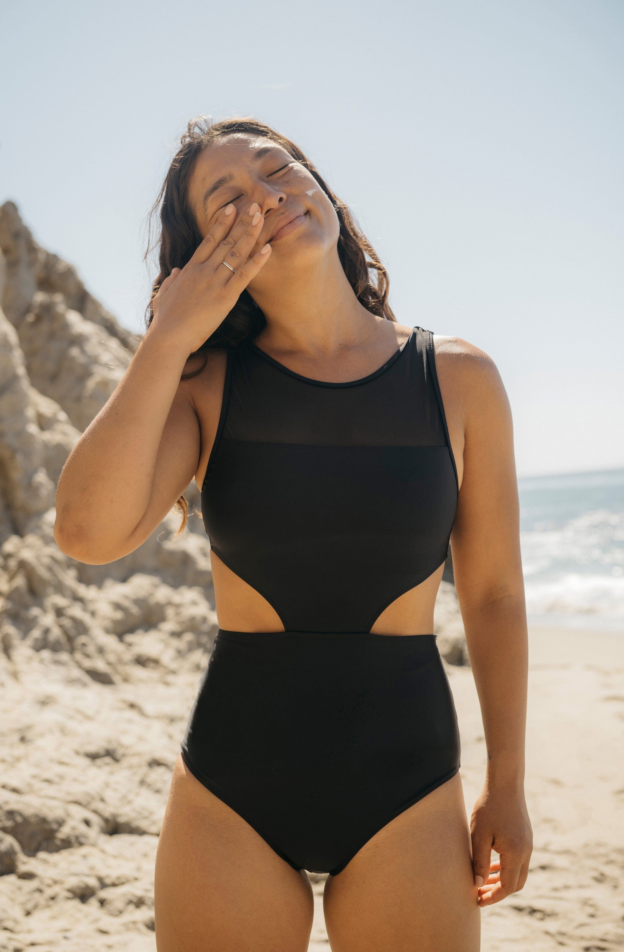 One Piece Surf Swimsuit Malibu Black, Women's Swimwear