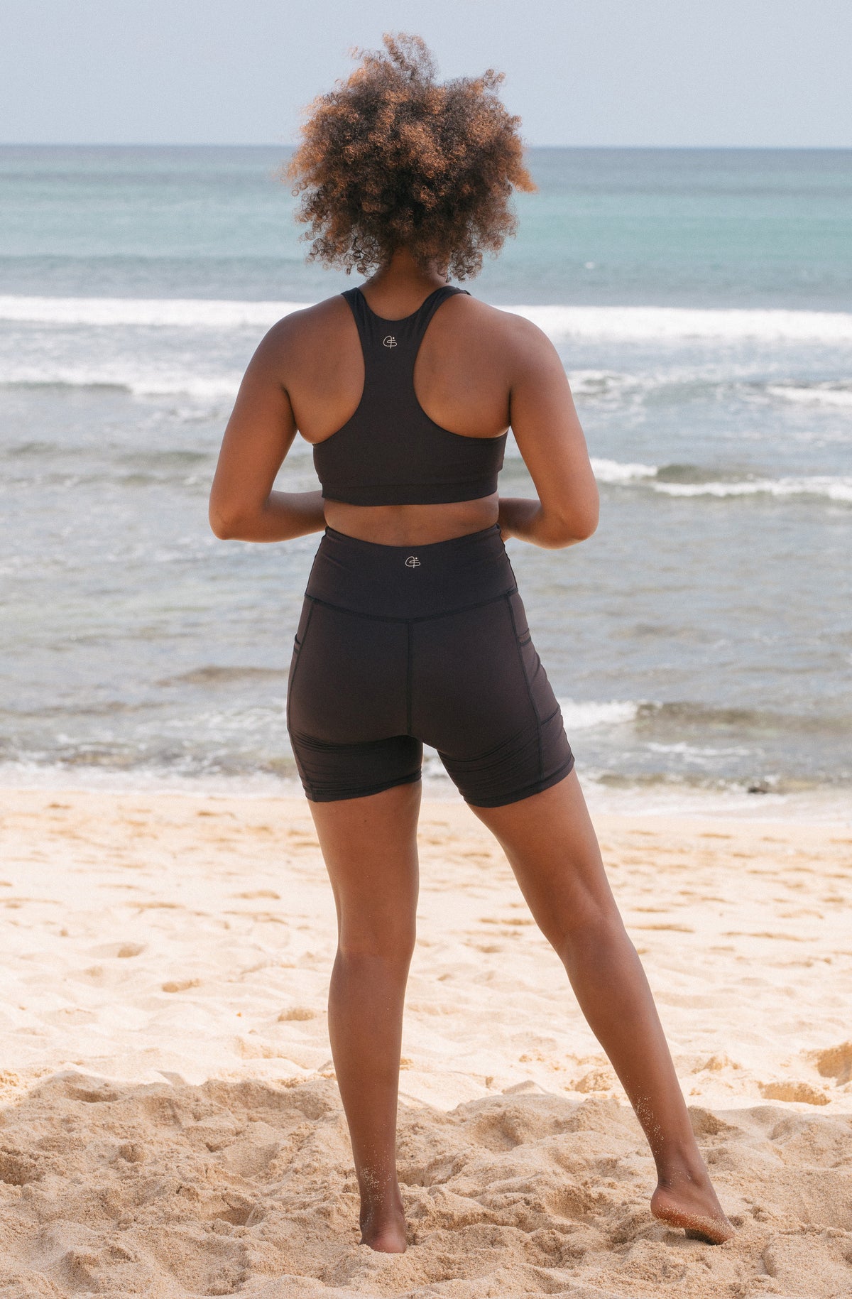 Back View Training sports bra and Upstate bike shorts
