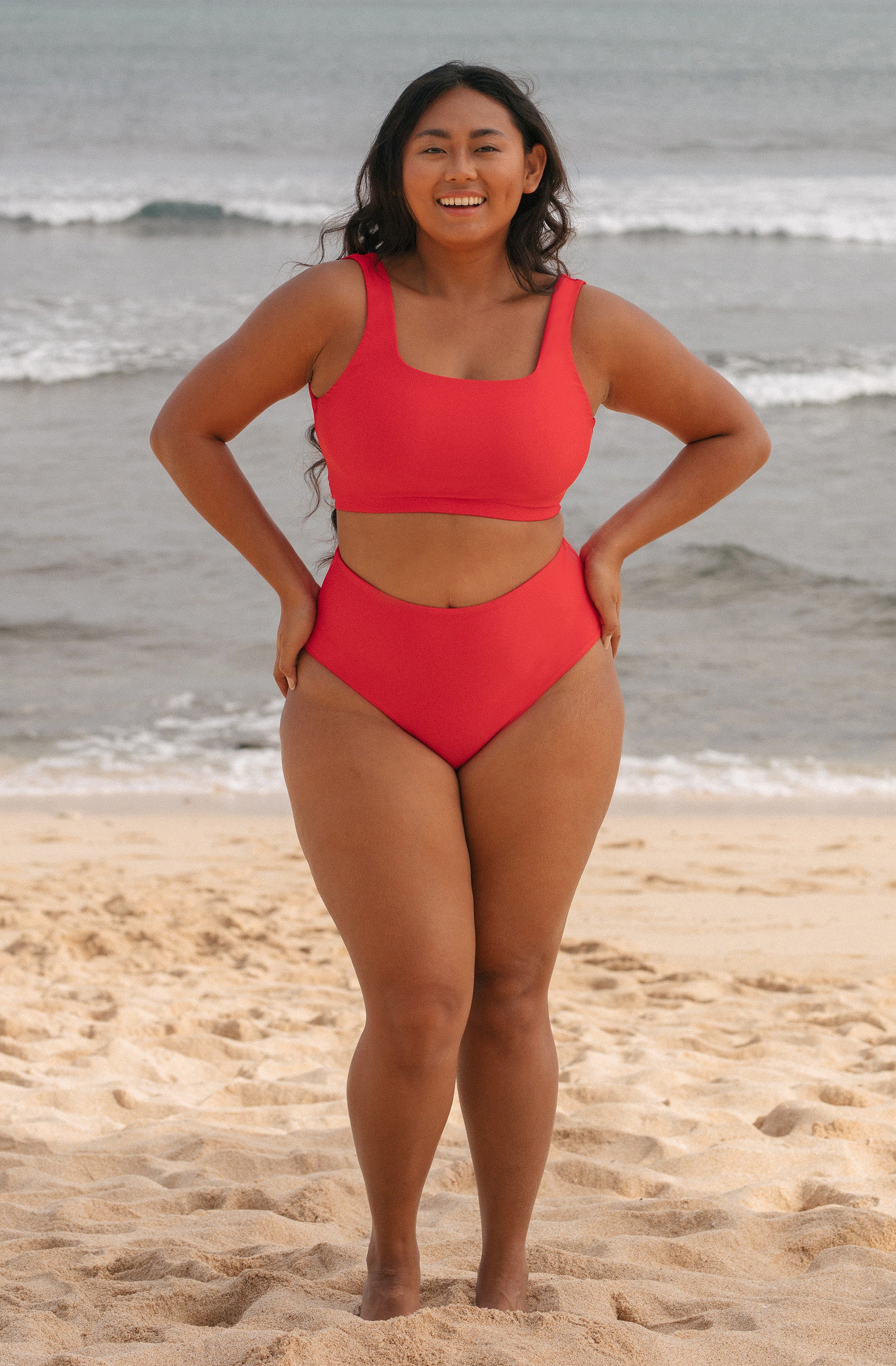 Red bathing suit clearance top