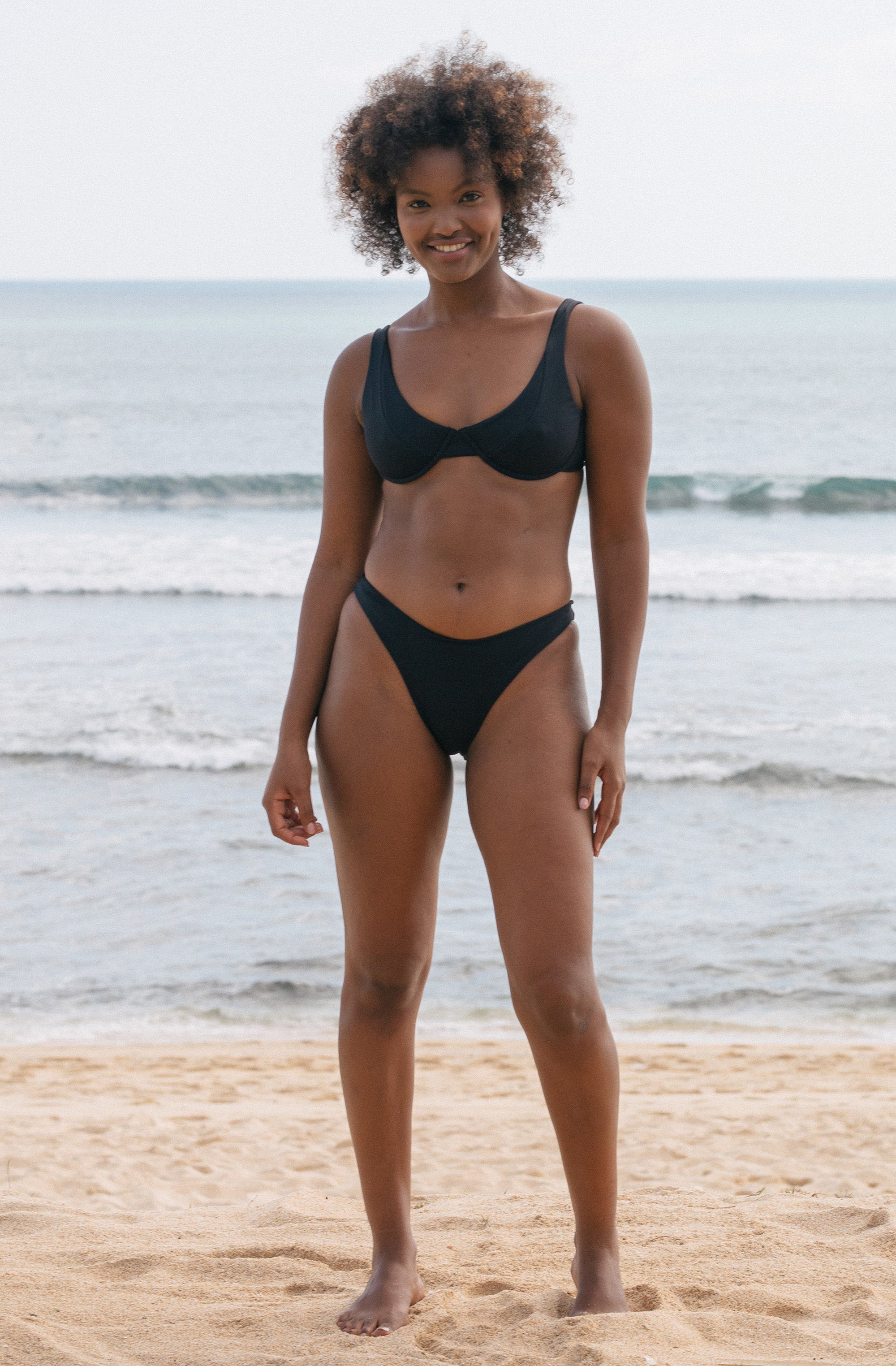 Surf Bikini Top Rita Black Eco Rib | Women's Swimwear | SEPTEMBER