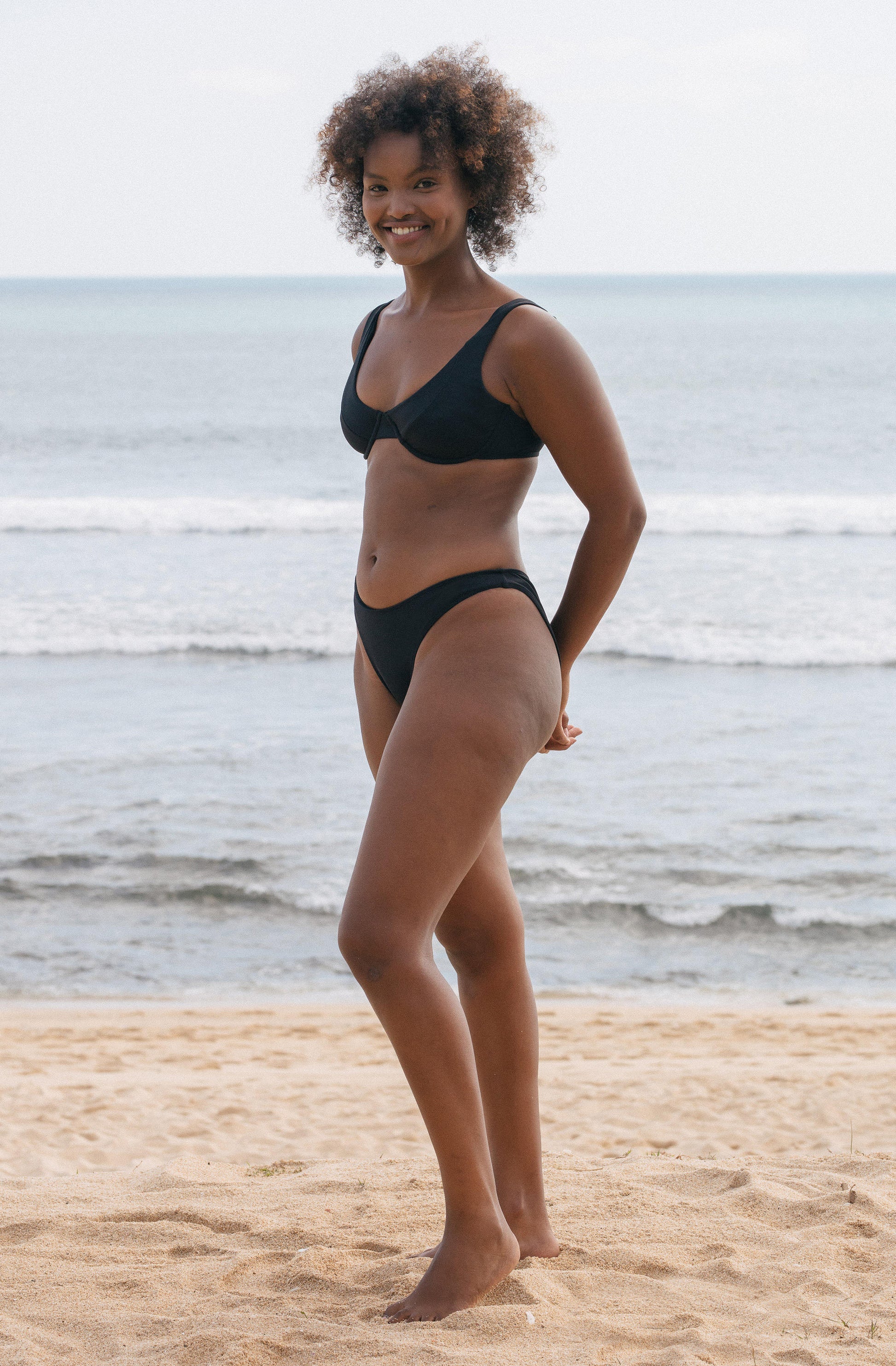 Surf Bikini Top Rita Black Eco Rib | Women's Swimwear | SEPTEMBER
