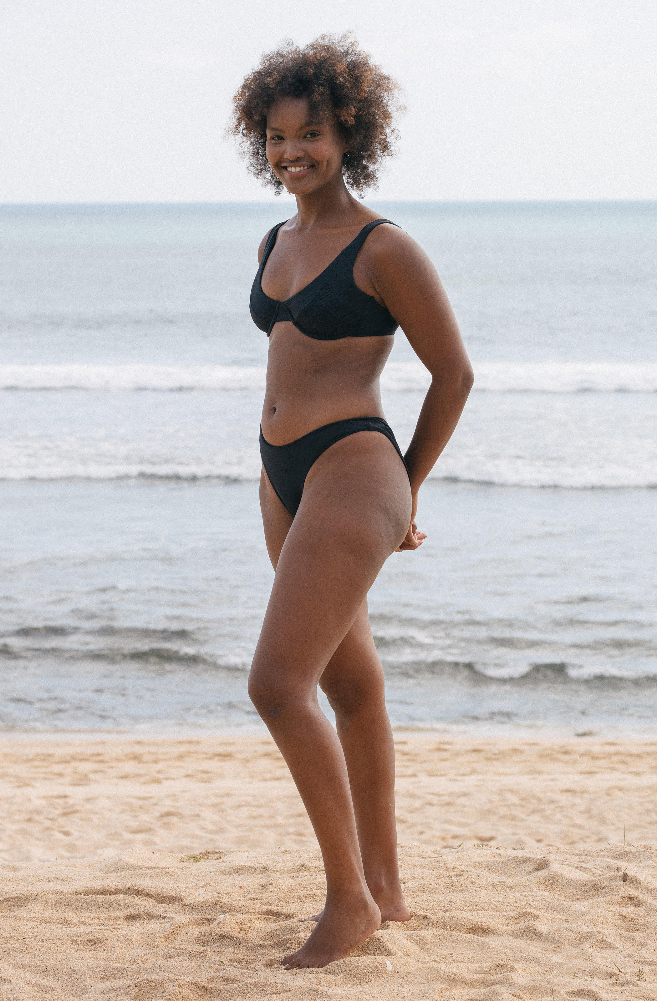 Surf Bikini Top Rita Black Eco Rib | Women's Swimwear | SEPTEMBER