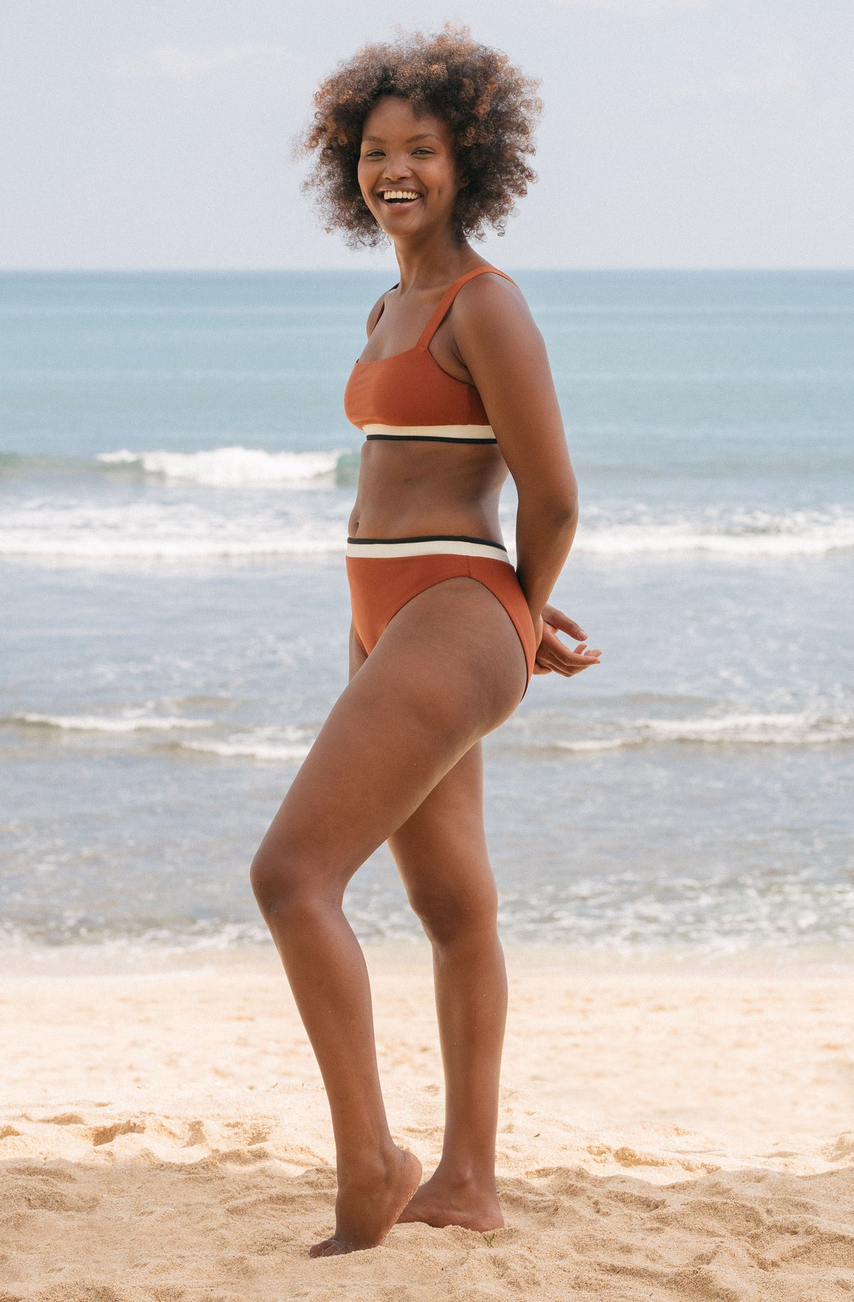 Surf Bikini Bottom Elise Copper Black | Women's Swimwear | SEPTEMBER
