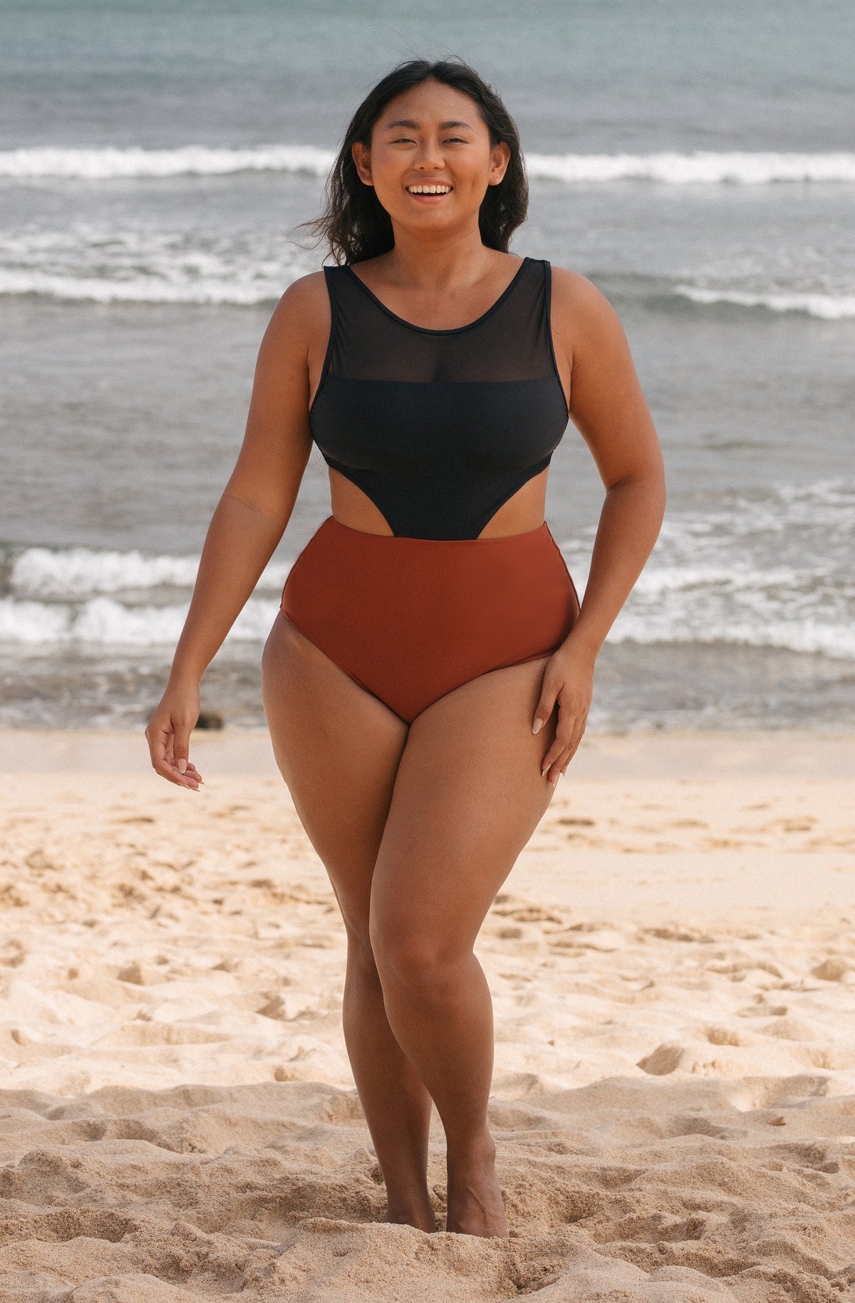 One Piece Surf Swimsuit Malibu Copper Black | Women's Swimwear | SEPTEMBER