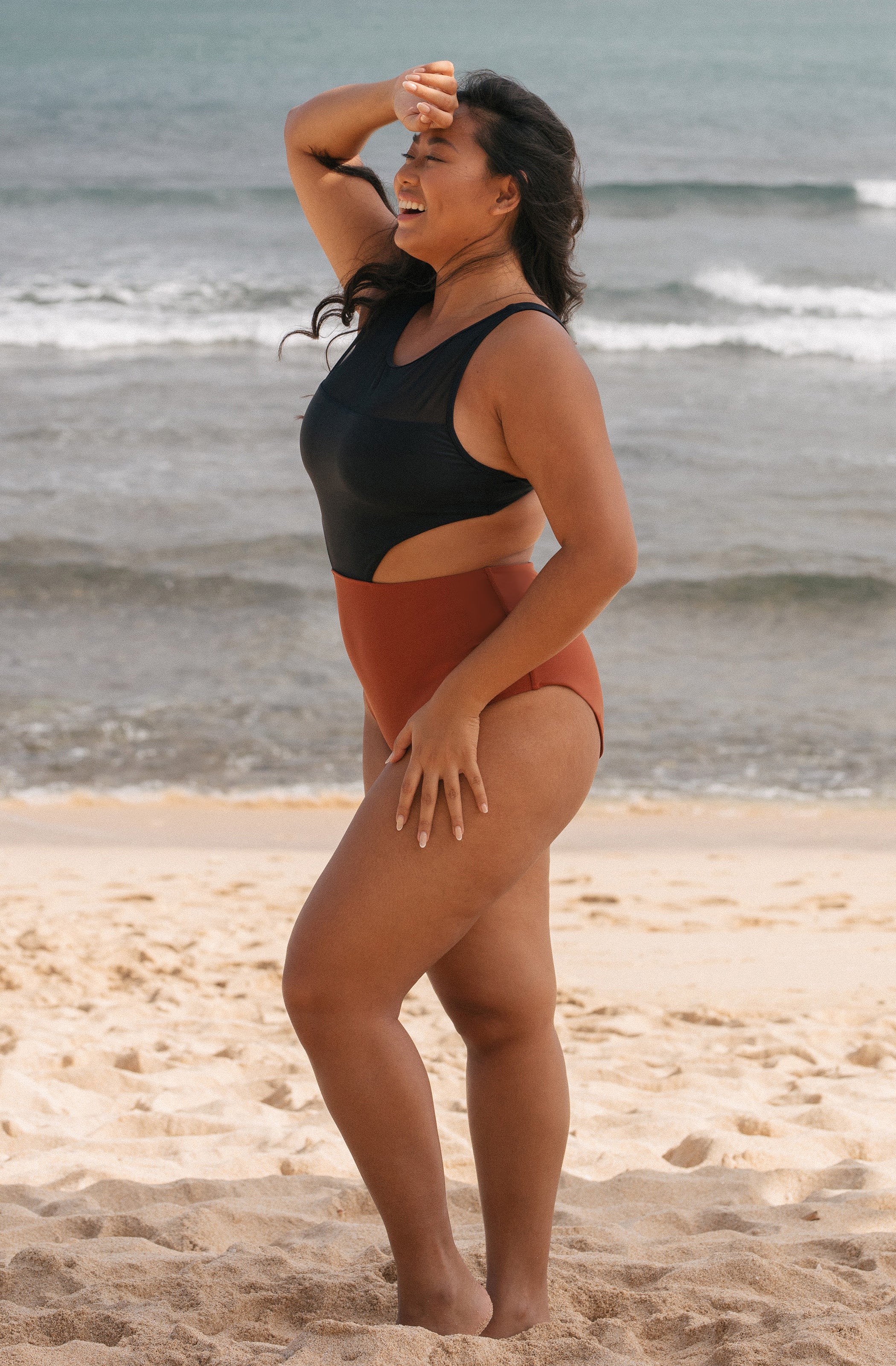One Piece Surf Swimsuit Malibu Copper Black | Women's Swimwear | SEPTEMBER