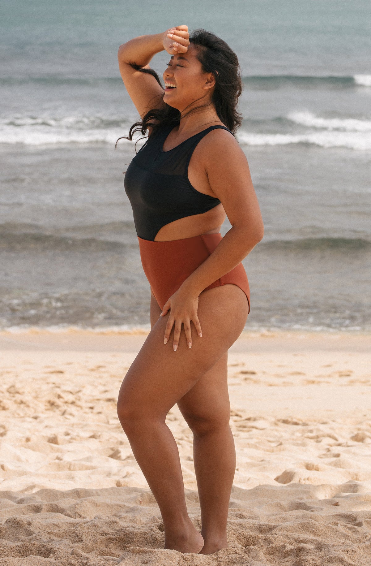 One Piece Surf Swimsuit Malibu Copper Black | Women's Swimwear | SEPTEMBER